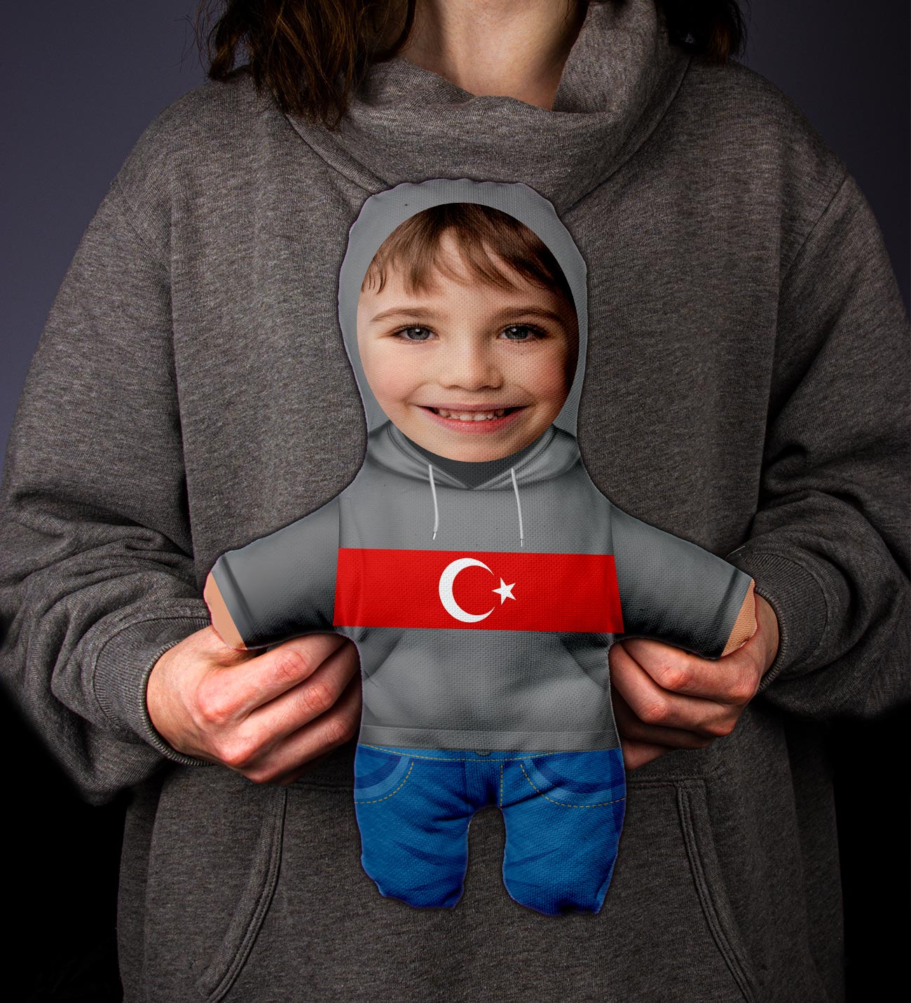 Kişiye Özel Türk Bayrağı Baskılı Çocuk Peluş Bebek