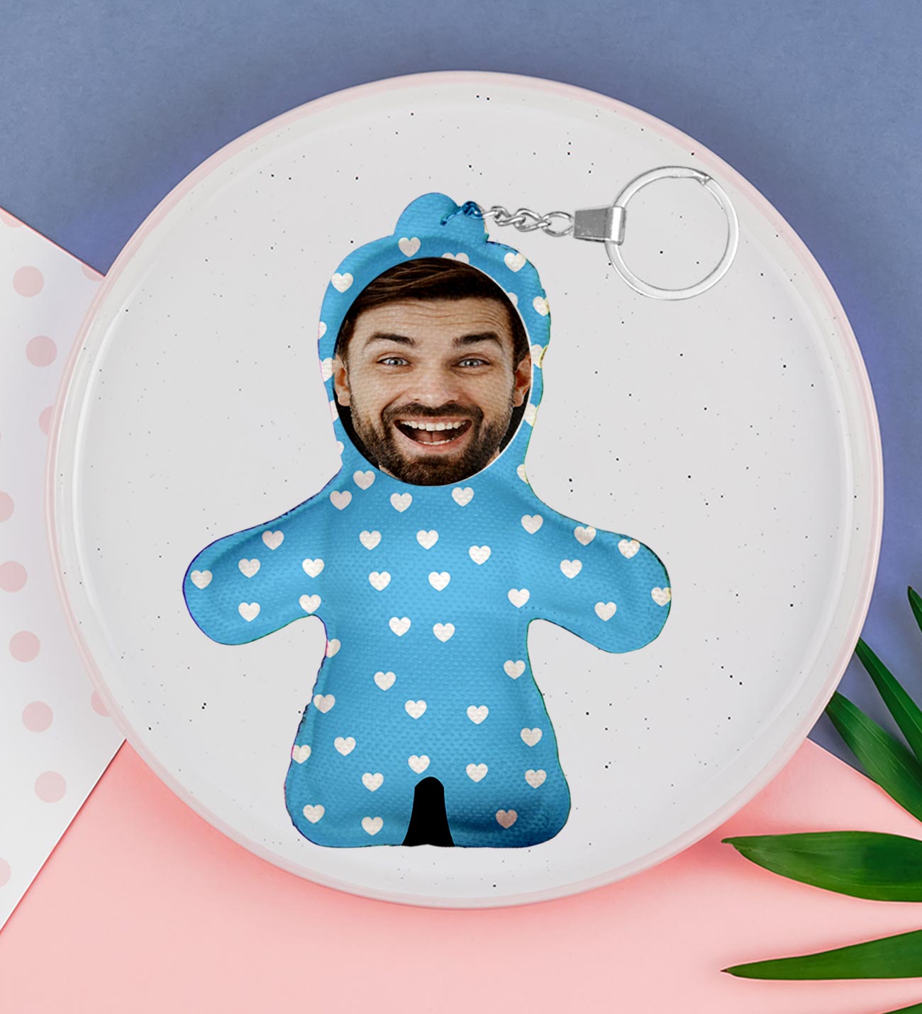 Kişiye Özel Mavi Kalpli Anahtarlık