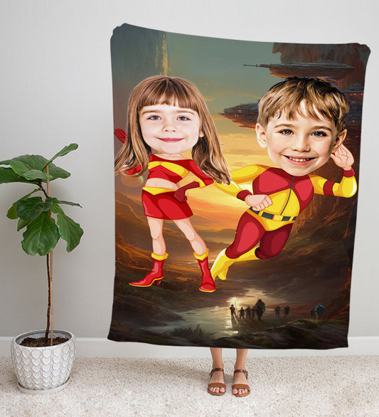Kişiye Fotoğraflı Süper Kahraman Tasarım TV Battaniyesi 116036