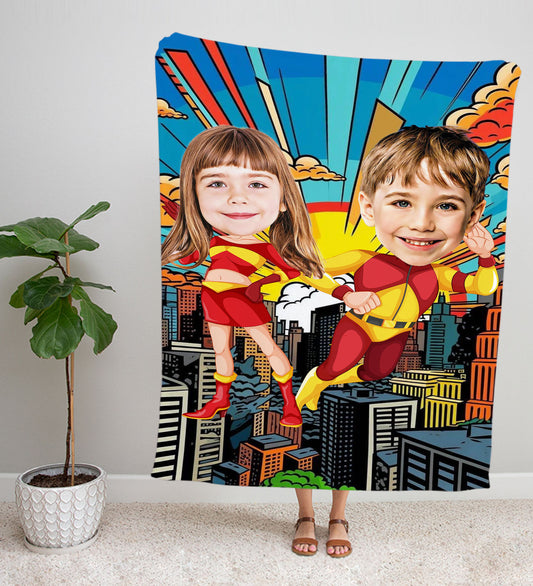Kişiye Fotoğraflı Süper Kahraman Tasarım TV Battaniyesi 116037